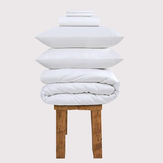 800 Thread Count Egyptian Cotton Harrogate Lux Buttery Smooth - White Bedding Set