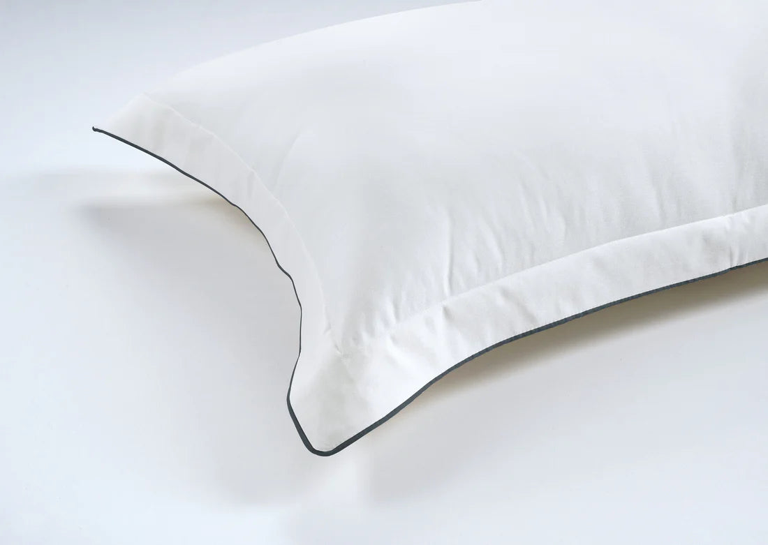 800 Thread Count Egyptian Cotton Duke of Bliss LUXE White Bedding Set - Graphite Grey Accent