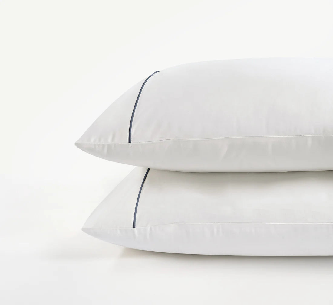 800 Thread Count Egyptian Cotton Duke of Bliss LUXE White Bedding Set - Graphite Grey Accent