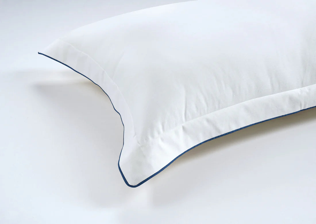 800 Thread Count Egyptian Cotton Duke of Bliss LUXE White Bedding Set - Navy Peony Accent