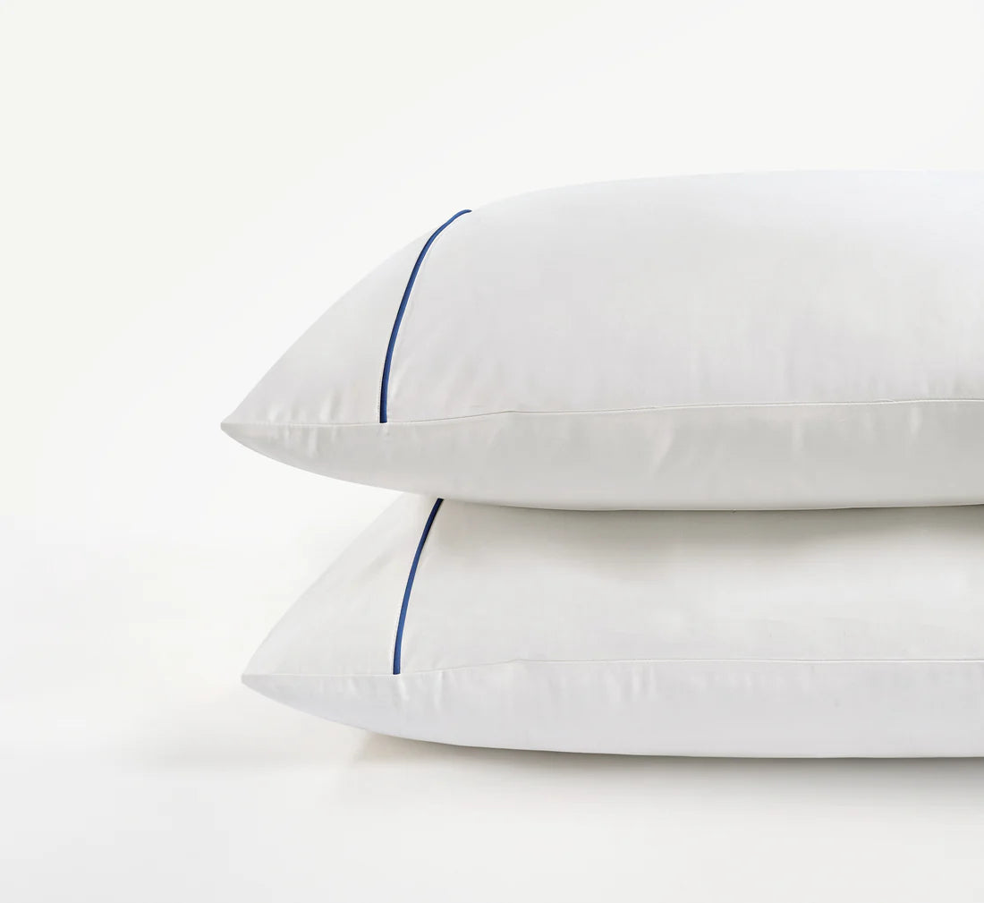 800 Thread Count Egyptian Cotton Duke of Bliss LUXE White Bedding Set - Navy Peony Accent