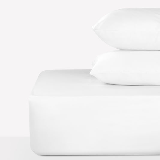 Percale Grand Splendour 100% Long Staple Cotton Fitted Sheet - Brilliant White