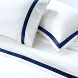 800 Thread Count Egyptian Cotton Heiress Bedding Set - White and Navy Peony