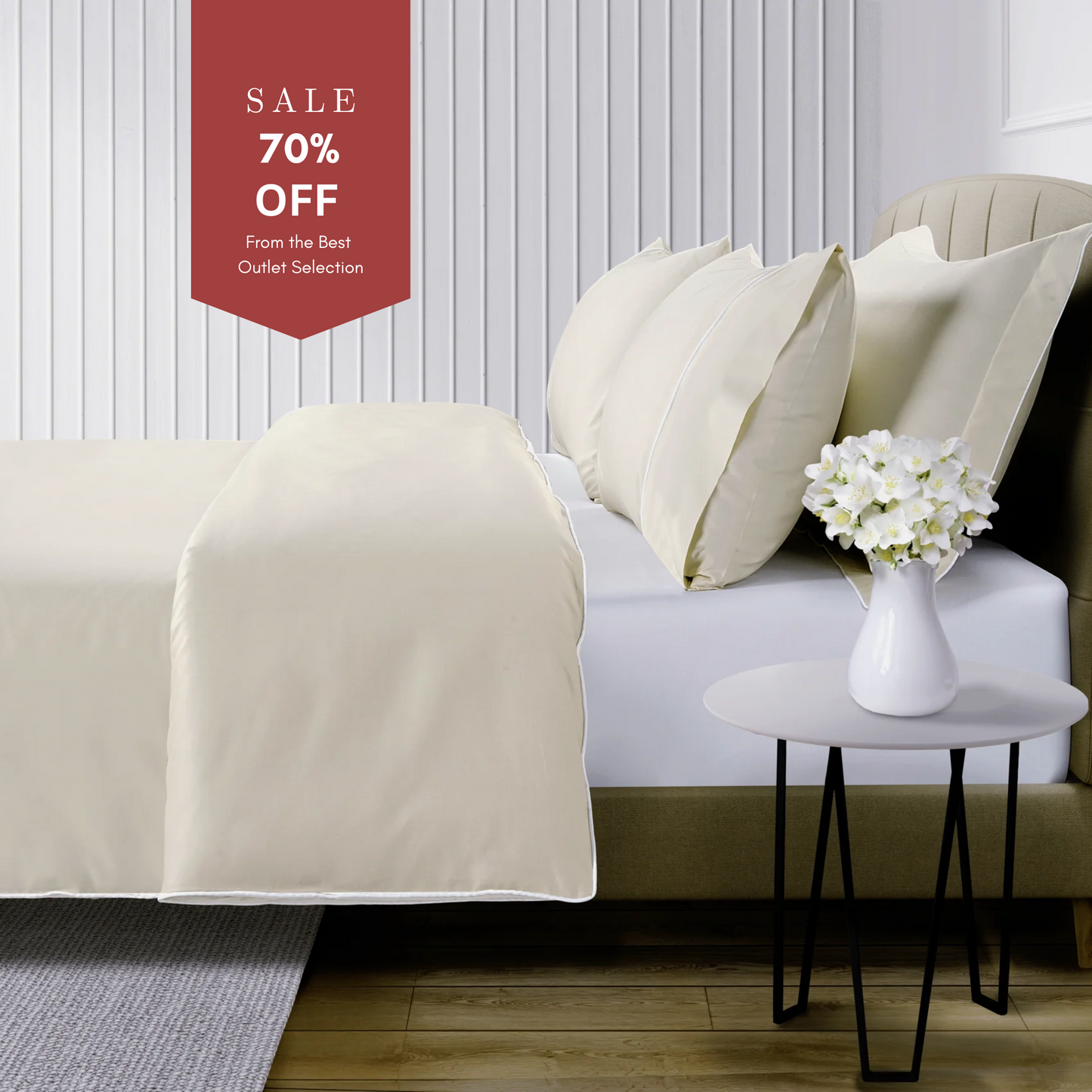 800 Thread Count Egyptian Cotton Duke of Bliss Lux Buttery Smooth Duvet Cover - Ivory Accent