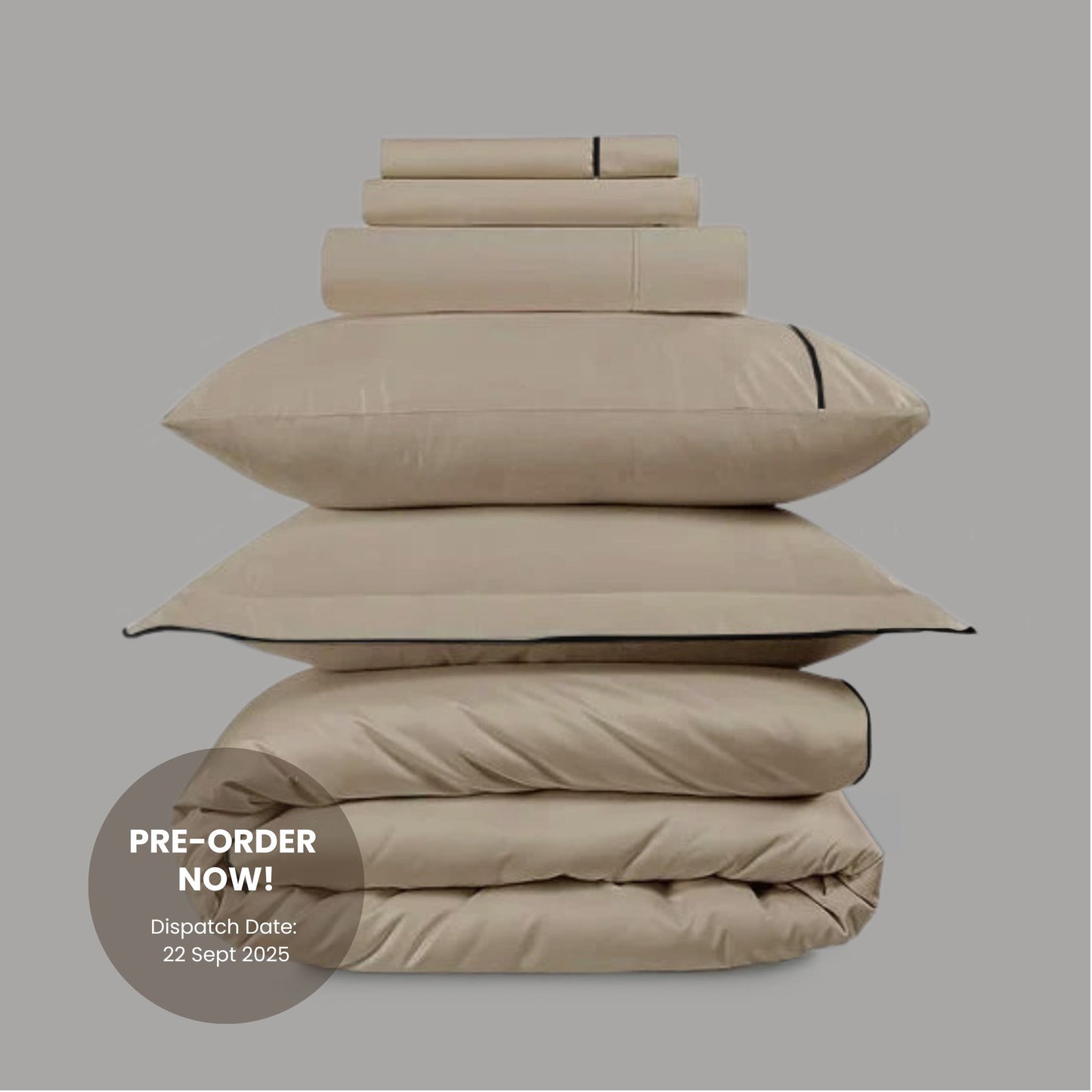 800 Thread Count Egyptian Cotton Duke of Bliss LUXE Bedding Set - Bone with Black Accent