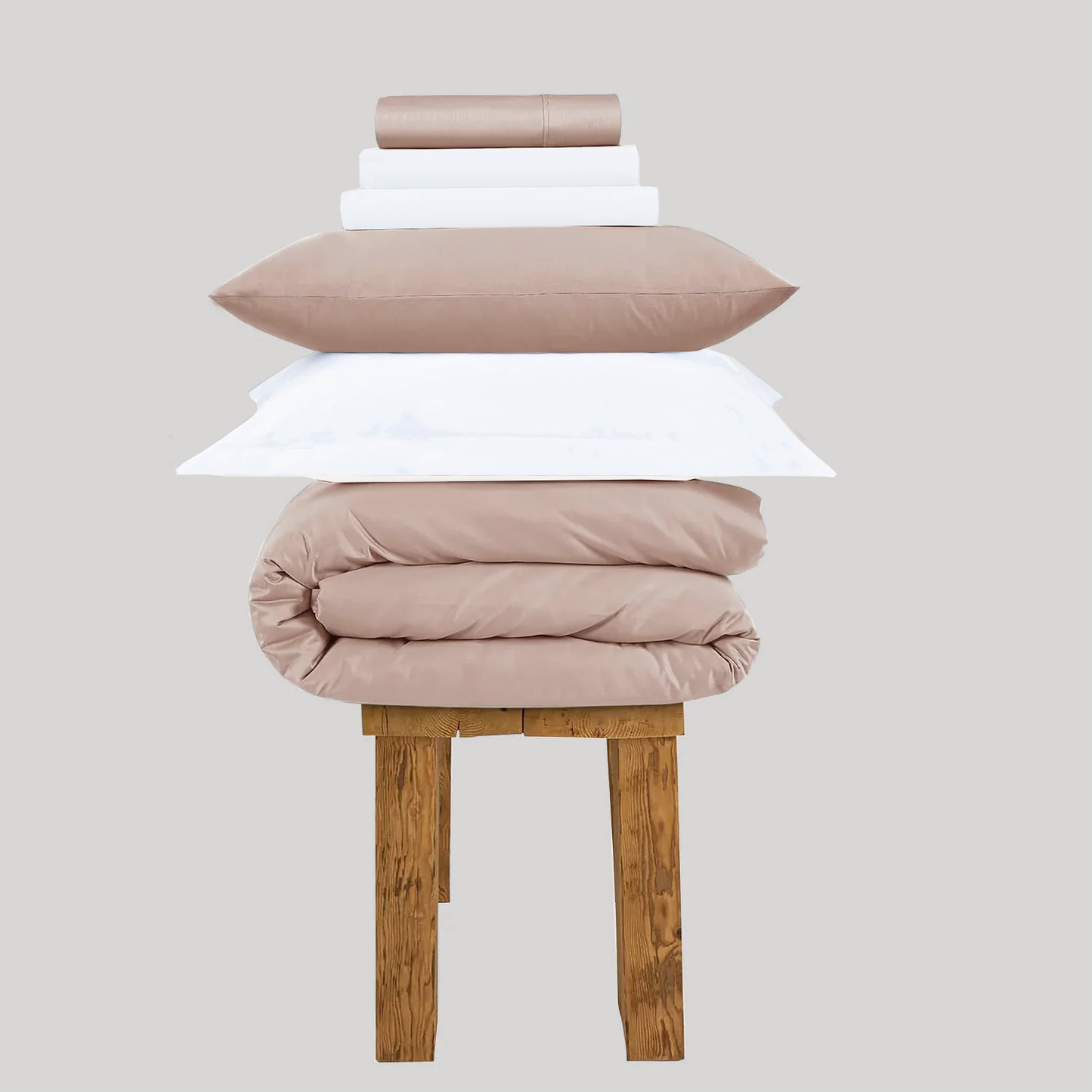 All Season Egyptian Giza Bedding Set - Dusty Rose & Brilliant White