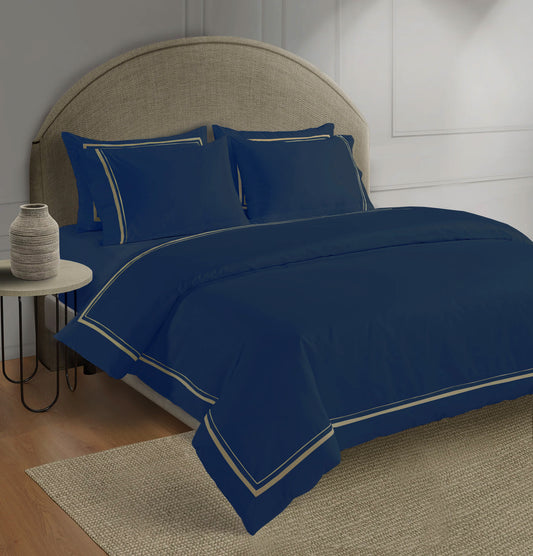 800 Thread Count Egyptian Cotton Royalton LUXE Bedding Set - Navy Peony/Mink