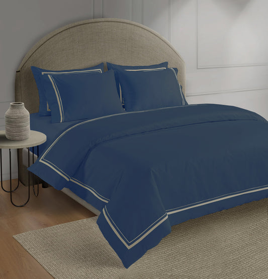 800 Thread Count Egyptian Cotton Royalton LUXE Bedding Set - Navy Peony/Mink