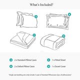 800 Thread Count Egyptian Cotton Regalwood LUXE Bedding Set - Brilliant White