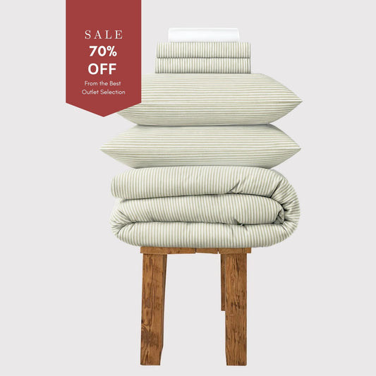 300 Thread Count Celeste Alfalfa with White Bedding Set