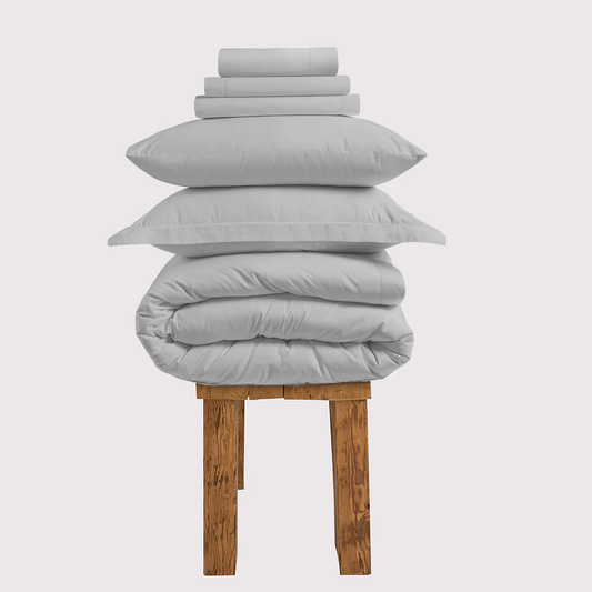 300 Thread Count Percale Brookshire Bedding Set - Silver Dove Grey