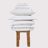 800 Thread Count Egyptian Cotton Duke of Bliss LUXE White Bedding Set - Graphite Grey Accent