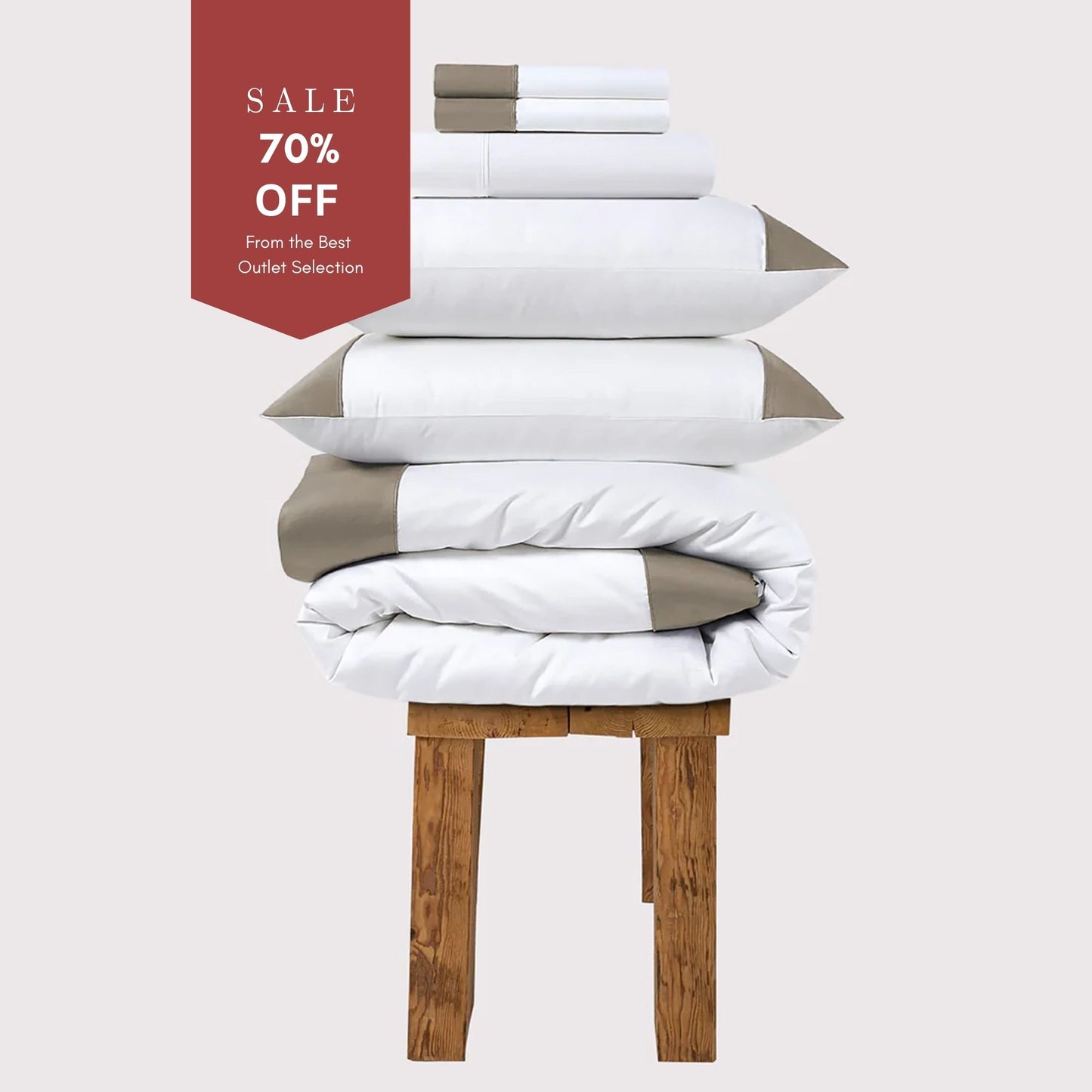 800 Thread Count Egyptian Cotton Harrogate Lux Buttery Smooth Duvet Cover - Simply Taupe Bedding Set