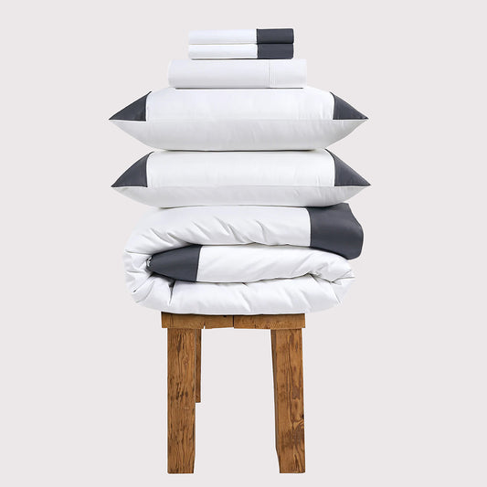 800 Thread Count Egyptian Cotton Harrogate Lux Buttery Smooth Duvet Cover - Graphite Grey Bedding Set