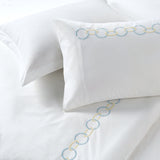 800 Thread Count Egyptian Cotton Benedict Bedding Set - White and Light Blue