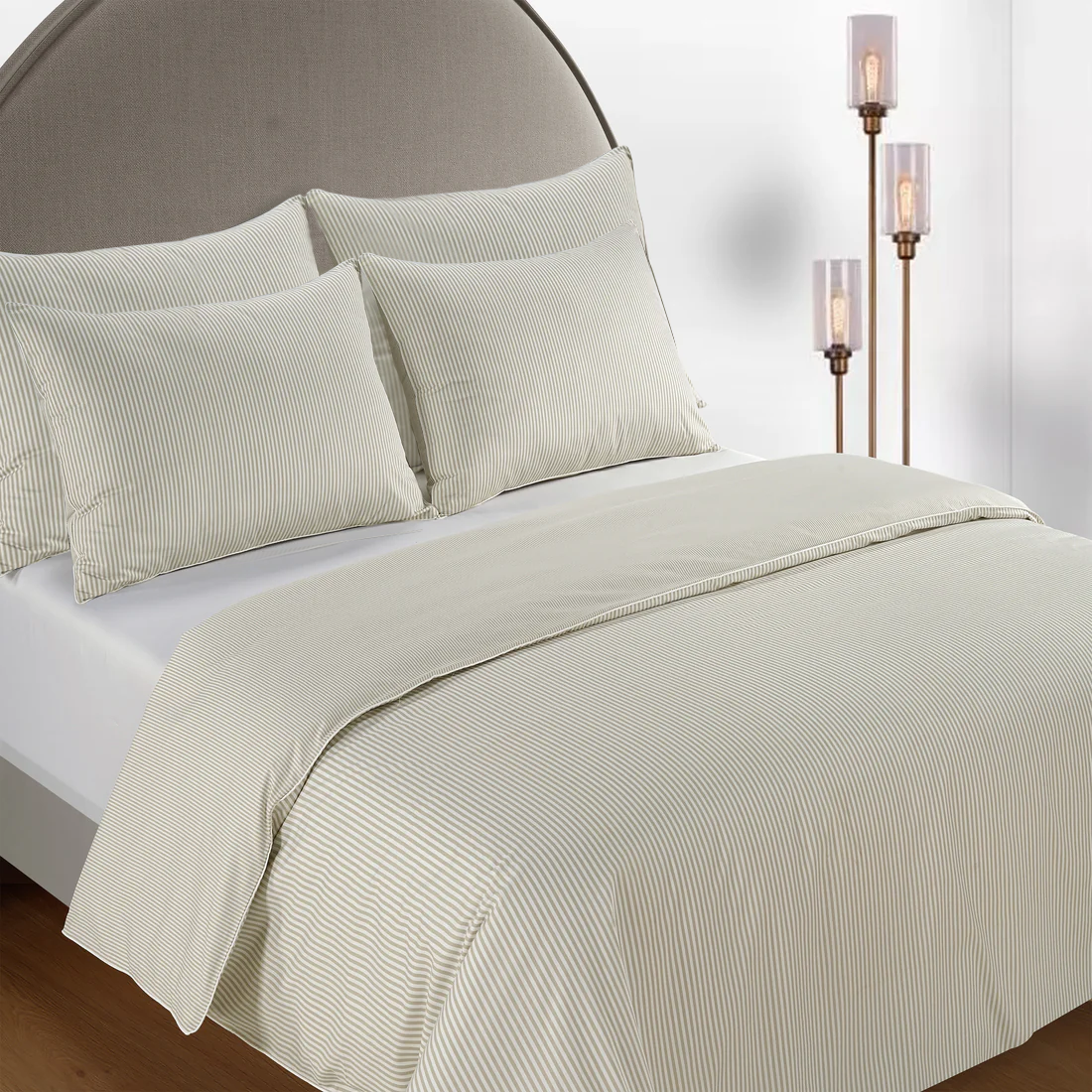 300 Thread Count Celeste Alfalfa with White Bedding Set