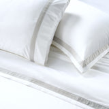 800 Thread Count Egyptian Cotton Heiress Bedding Set - White and Lunar Grey