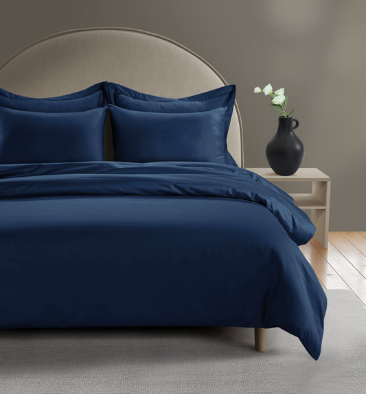 800 Thread Count Egyptian Cotton Grand Splendour Lux Buttery Smooth Duvet Cover - Navy Peony