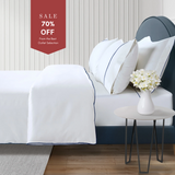 800 Thread Count Egyptian Cotton Duke of Bliss Lux Buttery Smooth Duvet Cover - Navy Peony Accent