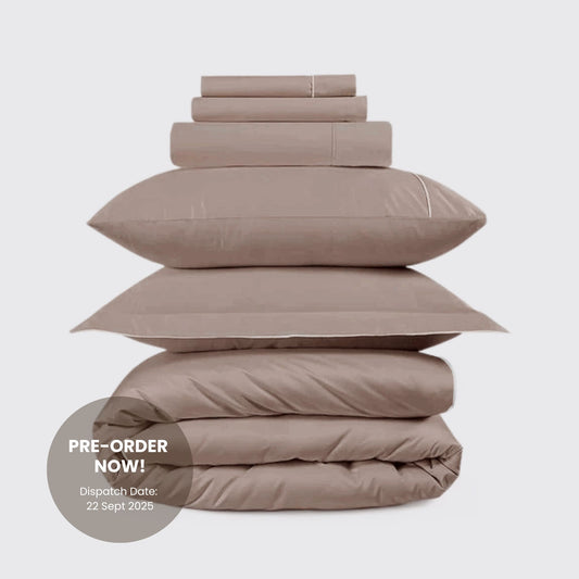 800 Thread Count Egyptian Cotton Duke of Bliss LUXE Bedding Set - Dusty Rose with White Accent