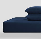 800 Thread Count Egyptian Cotton Grand Splendour Lux Buttery Smooth Lux Fitted Sheet -  Navy Peony