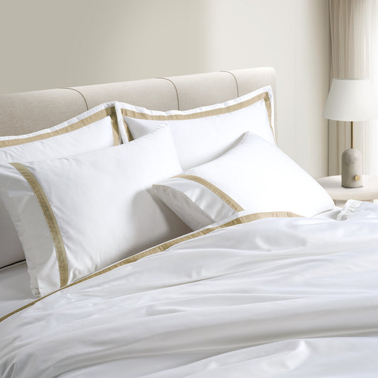 800 Thread Count Egyptian Cotton Heiress Bedding Set - White and Bone