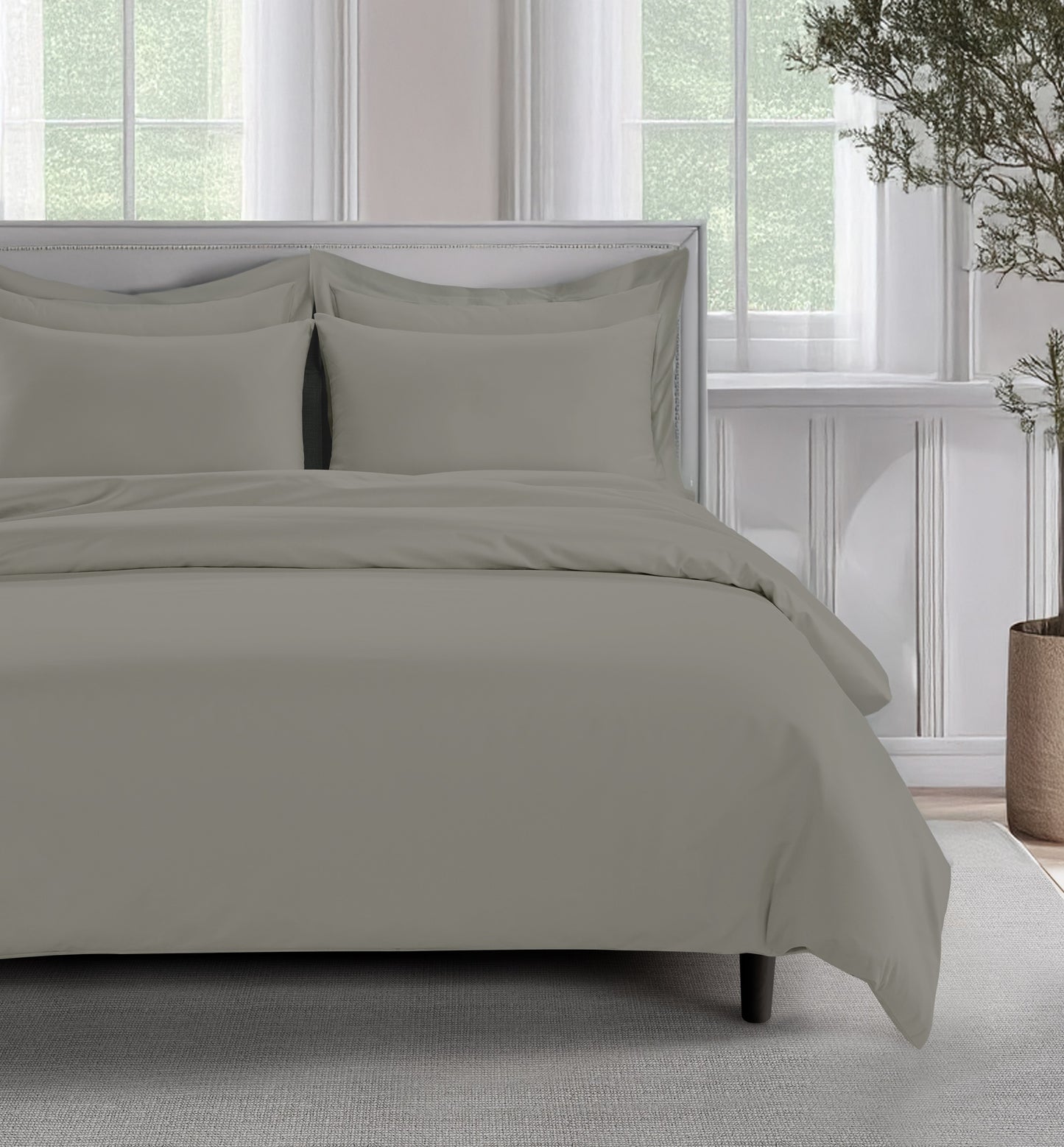 800 Thread Count Egyptian Cotton Grand Splendour Sateen Duvet Cover - Moonstone