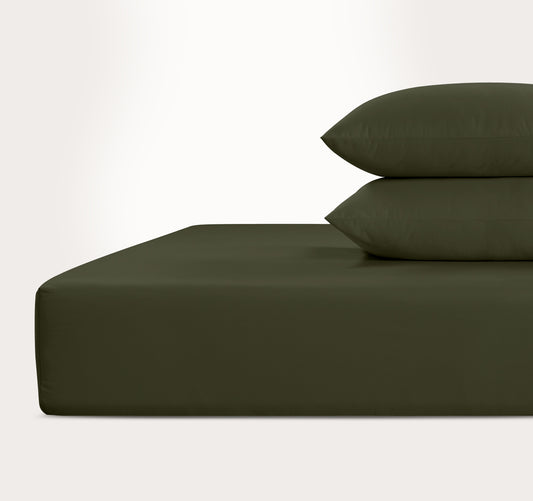 800 Thread Count Egyptian Cotton Grand Splendour Sateen Fitted Sheet - Olive