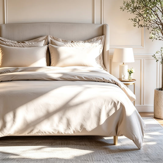 800 Thread Count Egyptian Cotton Grand Splendour Sateen Duvet Cover - Oak