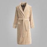 Harrow Cotton Bathrobe - Doeskin with White Pipping