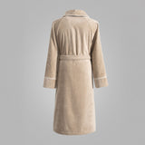 Harrow Cotton Bathrobe - Doeskin with White Pipping