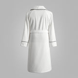 Harrow Cotton Bathrobe - White with Maritime Blue Pipping