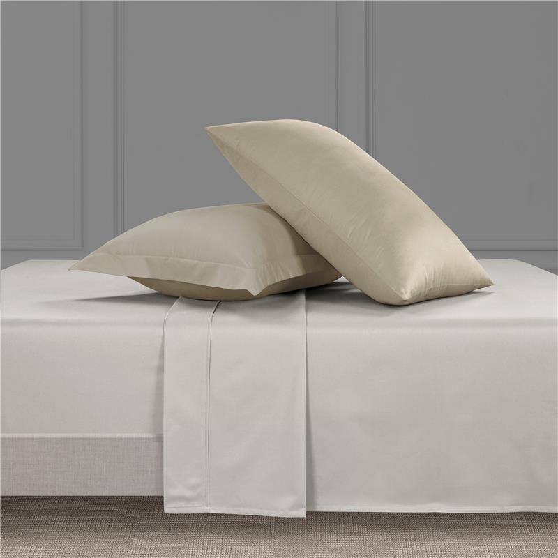 800 Thread Count Grand Splendour LUXE Sheet Set - Oyster Mushroom with Oatmeal Bedding