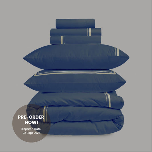 800 Thread Count Egyptian Cotton Royalton LUXE Bedding Set - Navy Peony/Mink