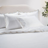 800 Thread Count Egyptian Cotton Sophie Bedding Set - Brilliant White and Bone