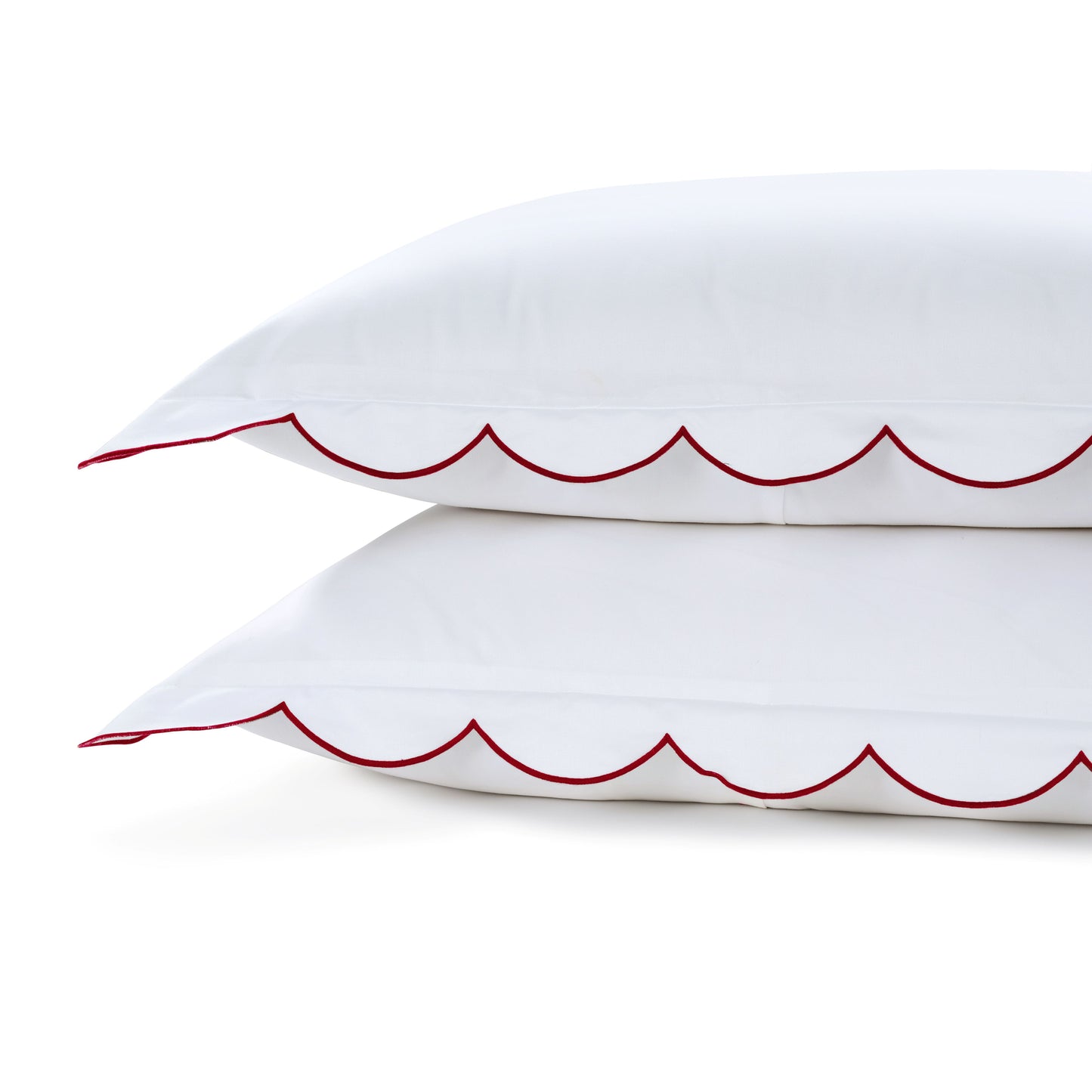 800 Thread Count Egyptian Cotton Sophie Bedding Set - Brilliant White and Dark Burgundy