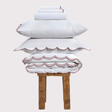 800 Thread Count Egyptian Cotton Sophie Bedding Set - Brilliant White and Dark Burgundy