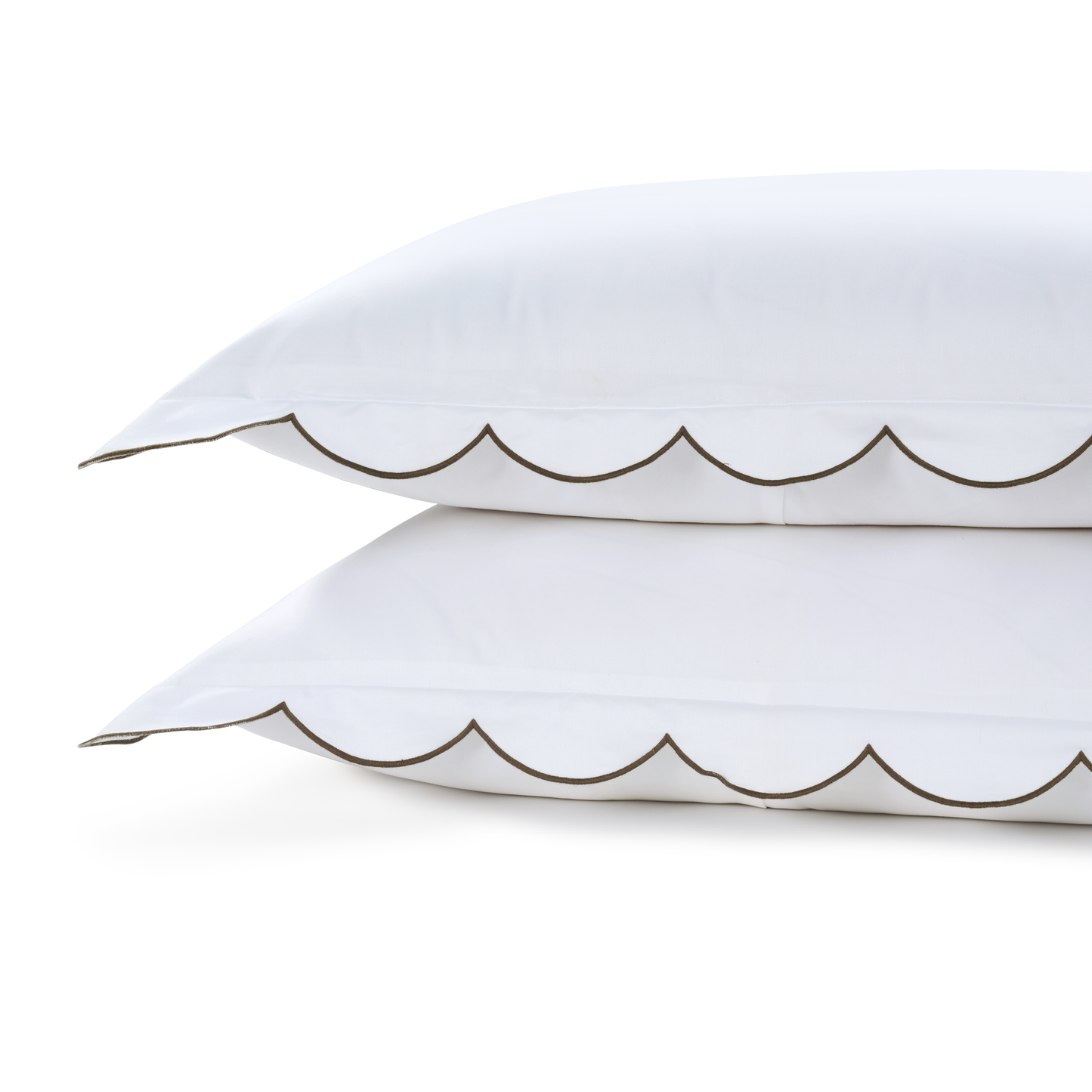 800 Thread Count Egyptian Cotton Sophie Bedding Set - Brilliant White and Olive Green