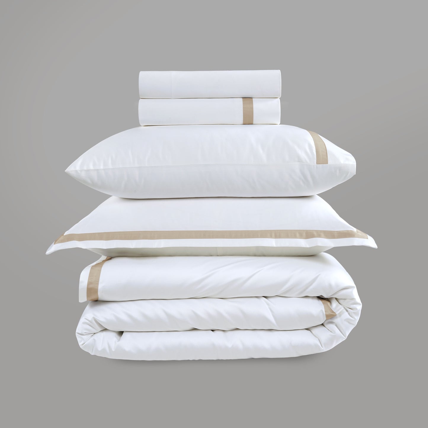 800 Thread Count Egyptian Cotton Heiress Bedding Set - White and Bone