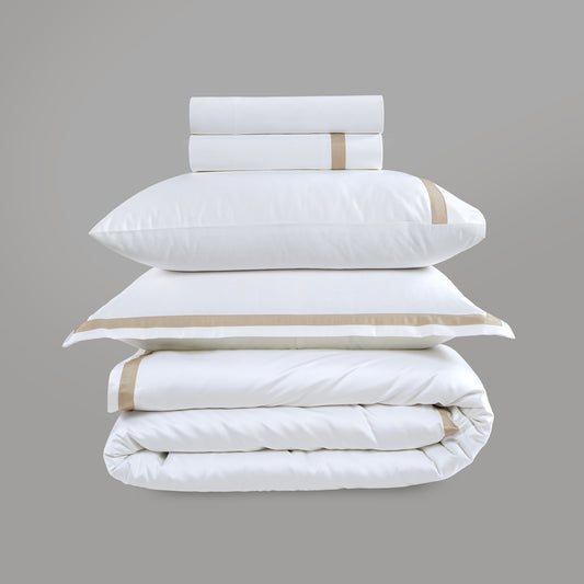 800 Thread Count Egyptian Cotton Heiress Bedding Set - White and Bone