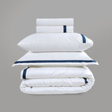 800 Thread Count Egyptian Cotton Heiress Bedding Set - White and Navy Peony