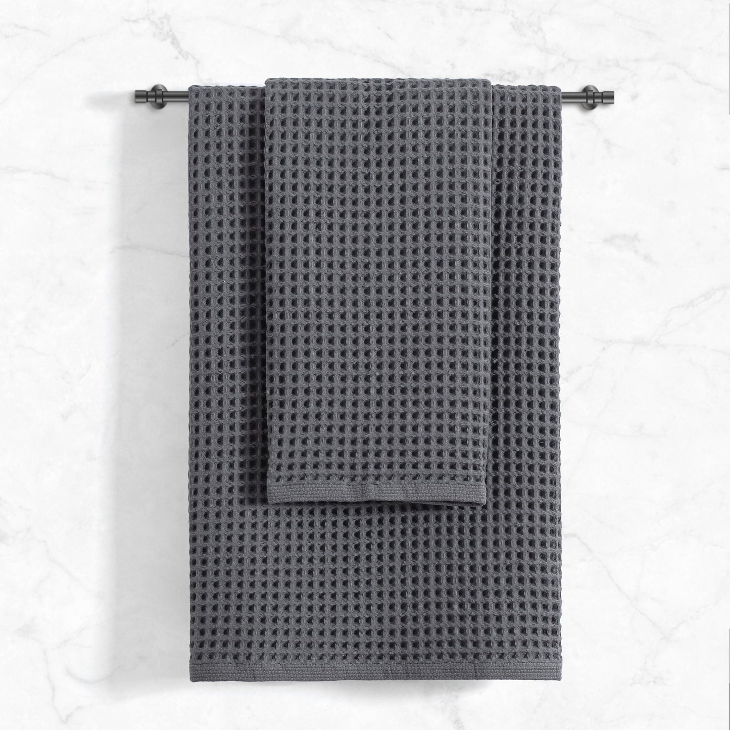 Stratton Waffle Towel Set 500 GSM - Burnt Ash