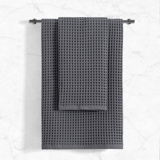 Stratton Waffle Towel Set 500 GSM - Burnt Ash