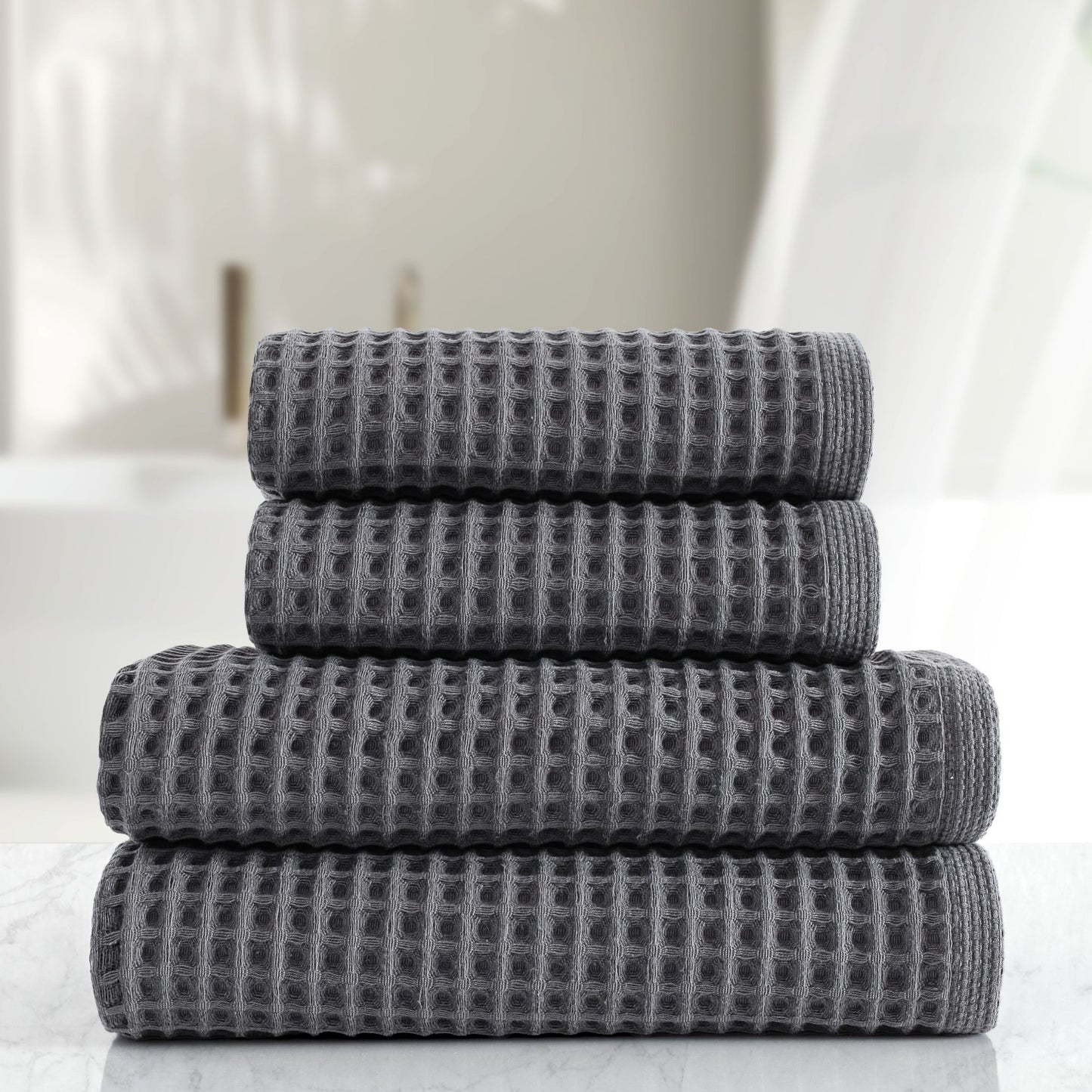 Stratton Waffle Towel Set 500 GSM - Burnt Ash