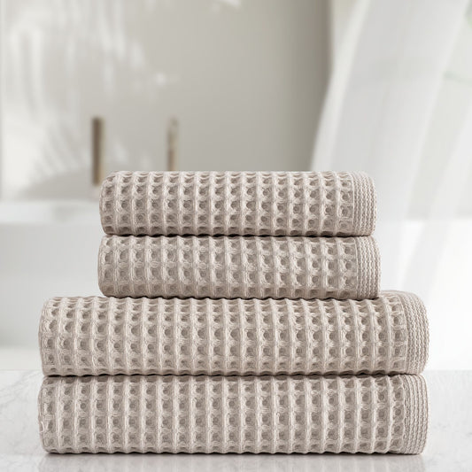 Stratton Waffle Towel Set 500 GSM - Pearl