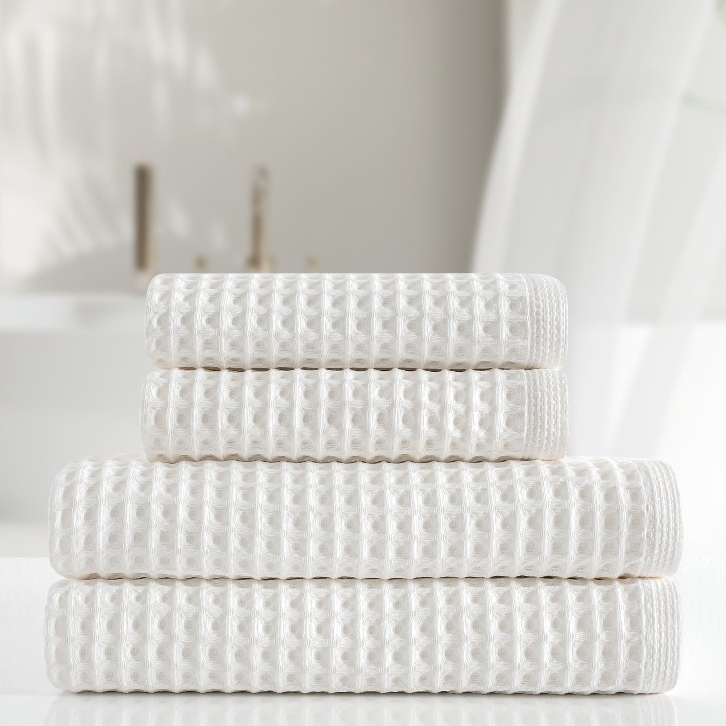 Stratton Waffle Towel Set 500 GSM - White