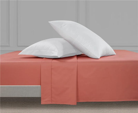 800 Thread Count Grand Splendour LUXE Sheet Set - Terra Cotta with White Bedding