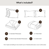 800 Thread Count Egyptian Cotton Sophie Bedding Set - Brilliant White and Olive Green