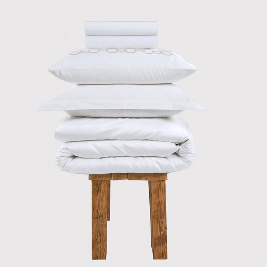 800 Thread Count Egyptian Cotton Benedict Bedding Set - White and Gold