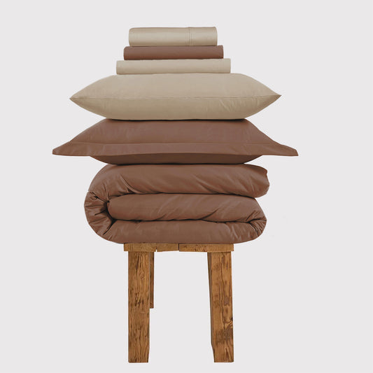 All Season Egyptian Giza Bedding Set - Mocha & Bone